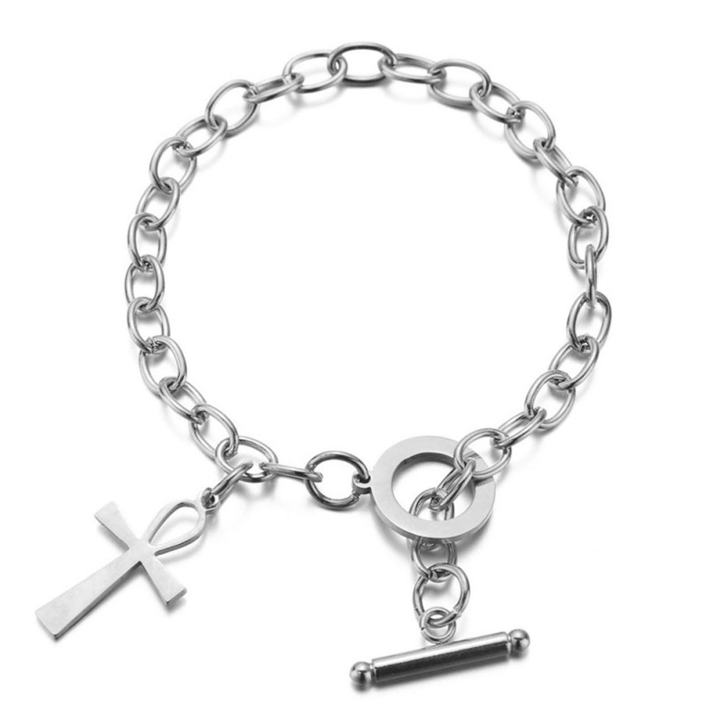 Narukvica s križem od nehrđajućeg čelika, unisex minimalističkog stila, nakit model 3283093.
