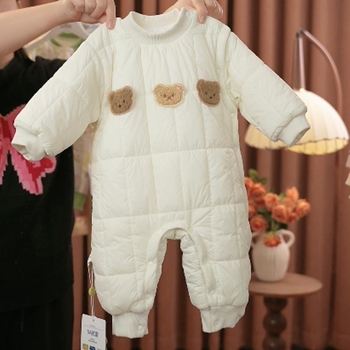 Body din bumbac pentru bebeluși și romper pentru târâre, gros pentru iarnă, mâneci lungi, închidere cu nasturi pe un singur rând (fără cusături, material din bumbac, gros, mâneci lungi, nasturi pe un singur rând)