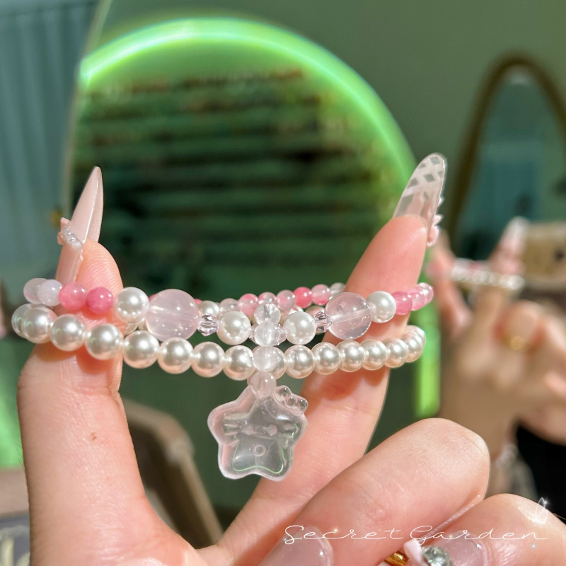 Brățară din cristale: stil modern minimalist pentru femei, formă stea, lucrat manual, tip cristal Cherry blossom rain