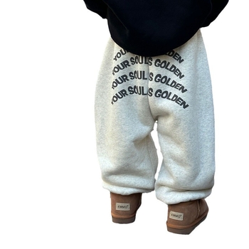 Pantaloni sport pentru copii, stil coreean, căptușeală fleece, bumbac, talie elastică, pentru vârsta 3–8 ani