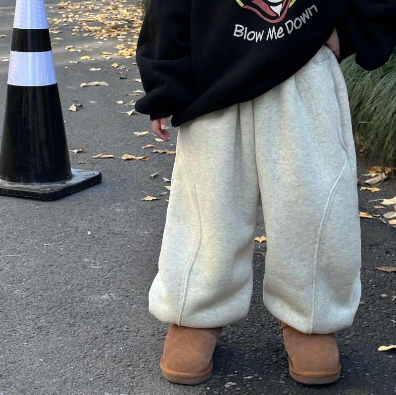 Pantaloni sport pentru copii, stil coreean, căptușeală fleece, bumbac, talie elastică, pentru vârsta 3–8 ani