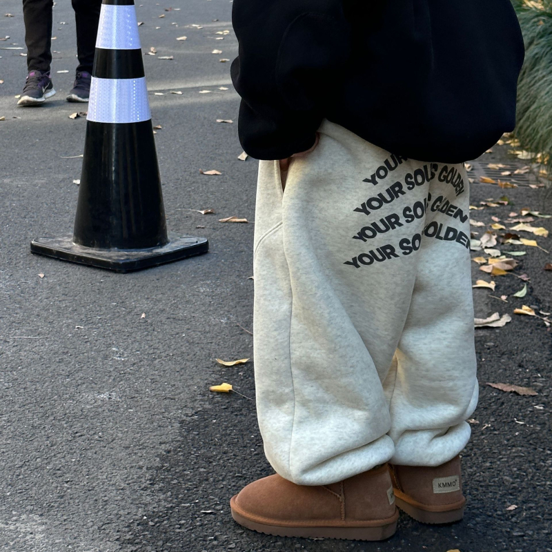 Pantaloni sport pentru copii, stil coreean, căptușeală fleece, bumbac, talie elastică, pentru vârsta 3–8 ani