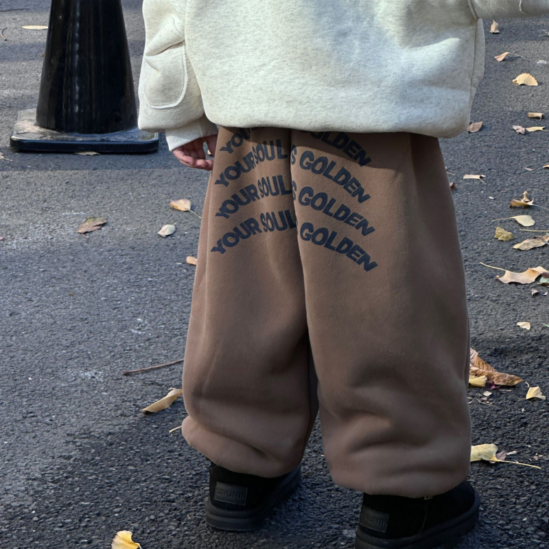 Pantaloni sport pentru copii, stil coreean, căptușeală fleece, bumbac, talie elastică, pentru vârsta 3–8 ani