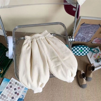 Pantaloni pentru copii din Corduroy, harém, talie medie cu elastic, peste 95% poliester, finisaj moale