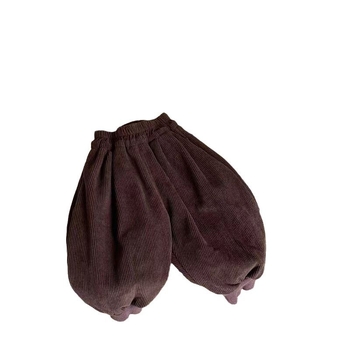 Pantaloni pentru copii din Corduroy, harém, talie medie cu elastic, peste 95% poliester, finisaj moale