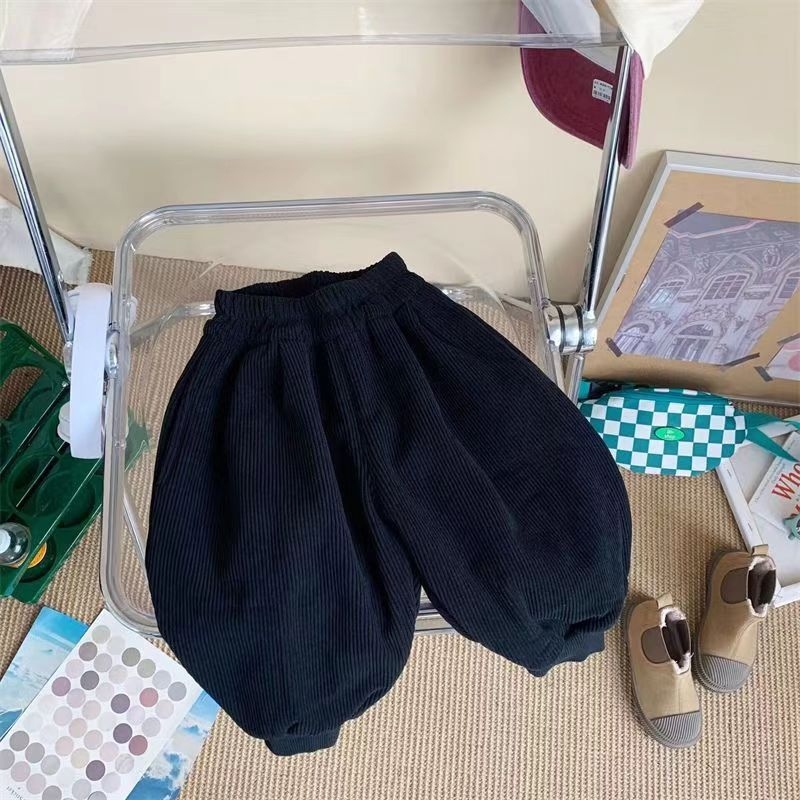 Pantaloni pentru copii din Corduroy, harém, talie medie cu elastic, peste 95% poliester, finisaj moale