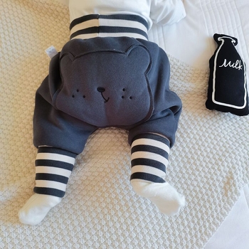 Koreai stílusú uniszex téli gyerek nadrág, 85% pamut, magas derekú, rugalmas övvel