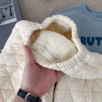 Pantaloni de iarnă pentru copii, căptușeală de fleece, unisex, material principal bumbac 47%, talie elastică, potrivit pentru vârsta 3-8 ani.