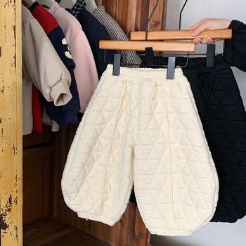 Pantaloni de iarnă pentru copii, căptușeală de fleece, unisex, material principal bumbac 47%, talie elastică, potrivit pentru vârsta 3-8 ani.