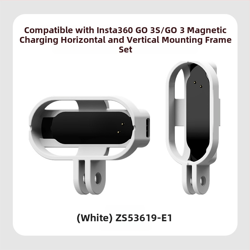 Magnetický nabíjací rám s ochranným krytom pre Insta360 GO3/GO3S, podpora horizontálneho aj vertikálneho snímania, PC plast; balenie obsahuje adaptér box