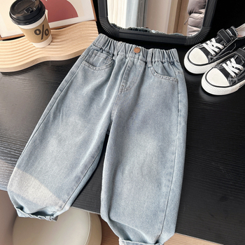 Koreai stílusú gyerek farmernadrág, pamut anyag, 3–8 évesek, 2025 tavasz