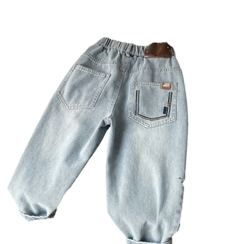 Koreai stílusú gyerek farmernadrág, pamut anyag, 3–8 évesek, 2025 tavasz