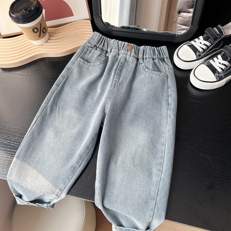 Koreai stílusú gyerek farmernadrág, pamut anyag, 3–8 évesek, 2025 tavasz