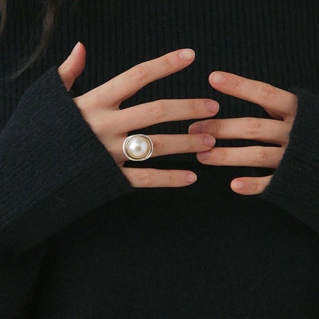 Ženski otvoreni prsten s umjetnom biserom Mabe, jednostavan i jedinstven dizajn, prsten za kažiprst, elegantan, visokog stila