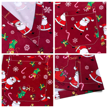 Set scrubs cu imprimeu Crăciun-Halloween – unisex, pentru doctori și asistente, top și pantaloni, decolteu în V, mâneci scurt, material poliester-spandex care evacuează umezeala