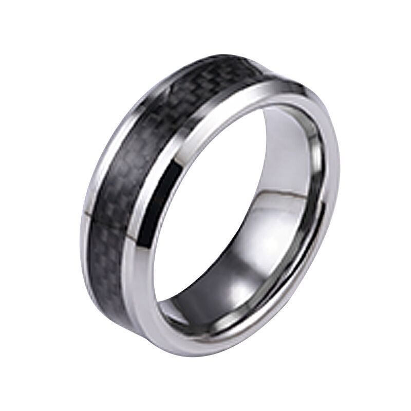 Prsten, wolfram čelik, geometrijski oblik, polirano elektroplatiranje, unisex