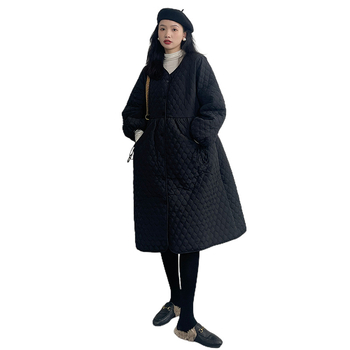 Grūtnieču jaka, bieza ziemas 2024, korejiešu stils, brīvs piegriezums, vidēja garuma, poliesterā audums, vēdera segums