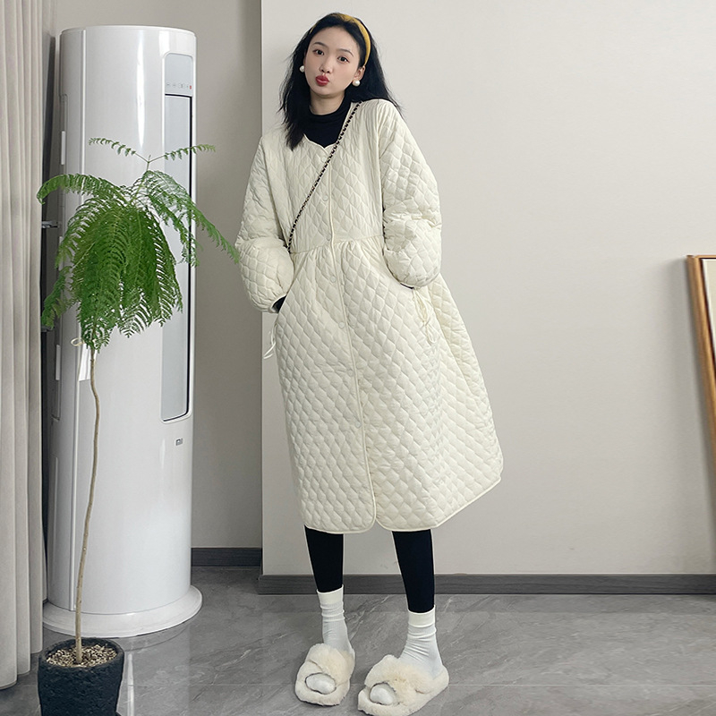 Grūtnieču jaka, bieza ziemas 2024, korejiešu stils, brīvs piegriezums, vidēja garuma, poliesterā audums, vēdera segums