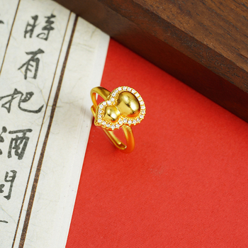 Állítható rézötvözet gyűrű elektroplatinált bevonattal, vintage művészi ékszer nőknek, tök motívummal és gyémánt díszítéssel