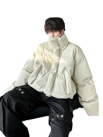 Téli pamutbélelt kabát álló gallérral, laza szabás, cipzáras zárás, pöttyös mintázat, poliészter töltet