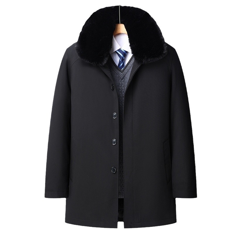 Férfi téli kabát poliészter töltettel és béléssel, cipzáras zárás, levehető bélés, középhosszú