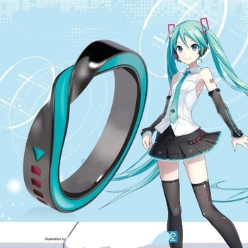 Hatsune Miku gyűrű, 2D anime Mobius hurkos dizájn, 925 sterling ezüstből, patinás felület, elegáns stílus, 2025 tavaszi megjelenés