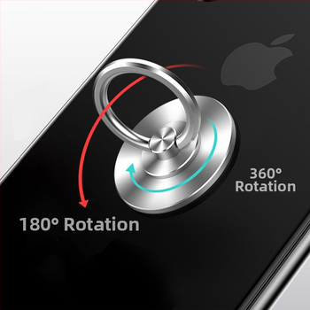 Telefonhoz tartozó gyűrűtartó — asztali, forgatható és összecsukható; anyag: 304 rozsdamentes acél; tömeg: 20 g; felület: CD-mintázatú alap