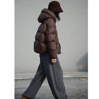 Ženski kaput s Space Cotton punilom, kapuljačom, opušten kroj, dugi rukavi, zatvarač, poliester tkanina, casual japansko-korejski stil