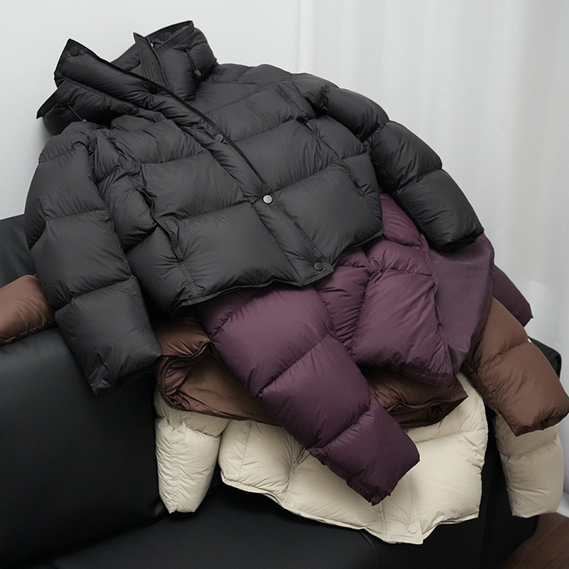 Ženski kaput s Space Cotton punilom, kapuljačom, opušten kroj, dugi rukavi, zatvarač, poliester tkanina, casual japansko-korejski stil