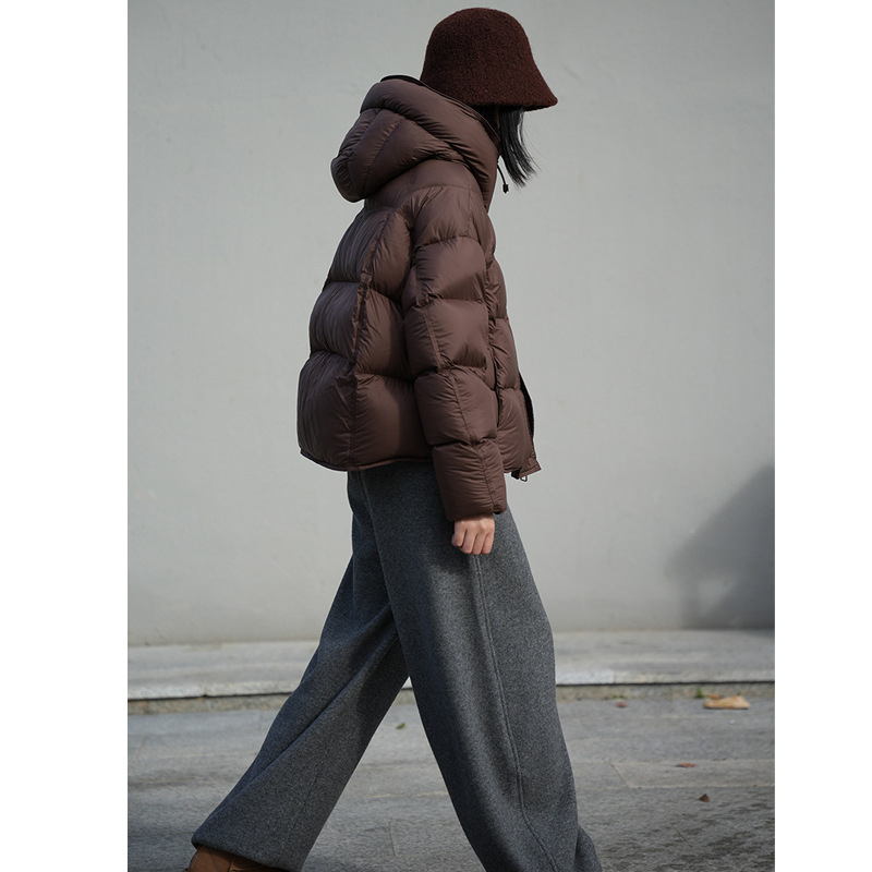 Ženski kaput s Space Cotton punilom, kapuljačom, opušten kroj, dugi rukavi, zatvarač, poliester tkanina, casual japansko-korejski stil