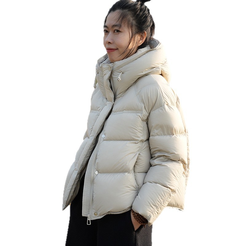 Ženski kaput s Space Cotton punilom, kapuljačom, opušten kroj, dugi rukavi, zatvarač, poliester tkanina, casual japansko-korejski stil