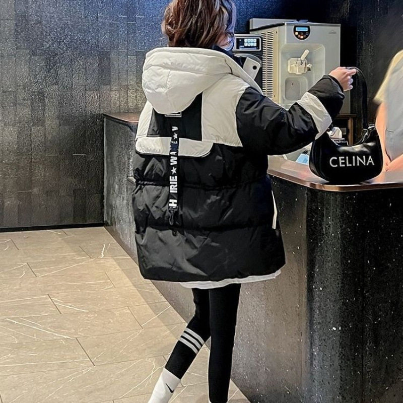 Női pamutkabát Silk-Cotton töltettel, poliészter alapanyagú anyag, középhosszú, extrém hosszú ujjú, téli kiadás 2024