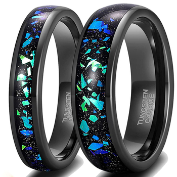 Oulan prsten od volframskog čelika, Galaxy serija, opalni uložak, mikro postavljanje, unisex
