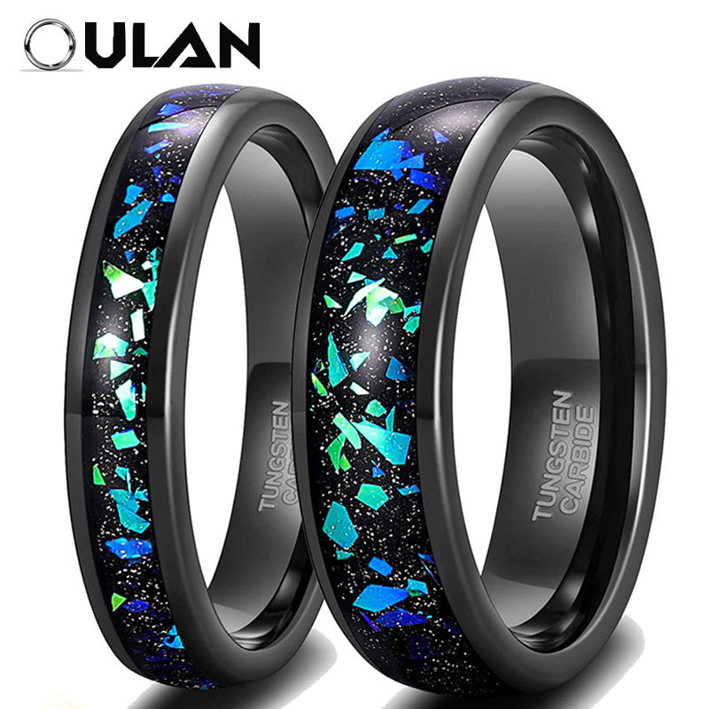 Oulan prsten od volframskog čelika, Galaxy serija, opalni uložak, mikro postavljanje, unisex