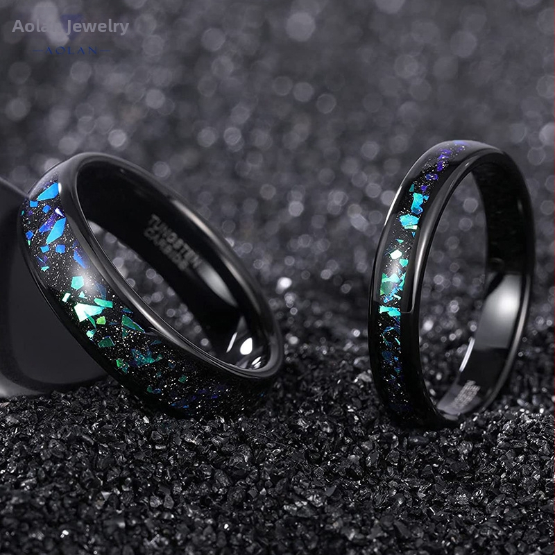 Oulan prsten od volframskog čelika, Galaxy serija, opalni uložak, mikro postavljanje, unisex