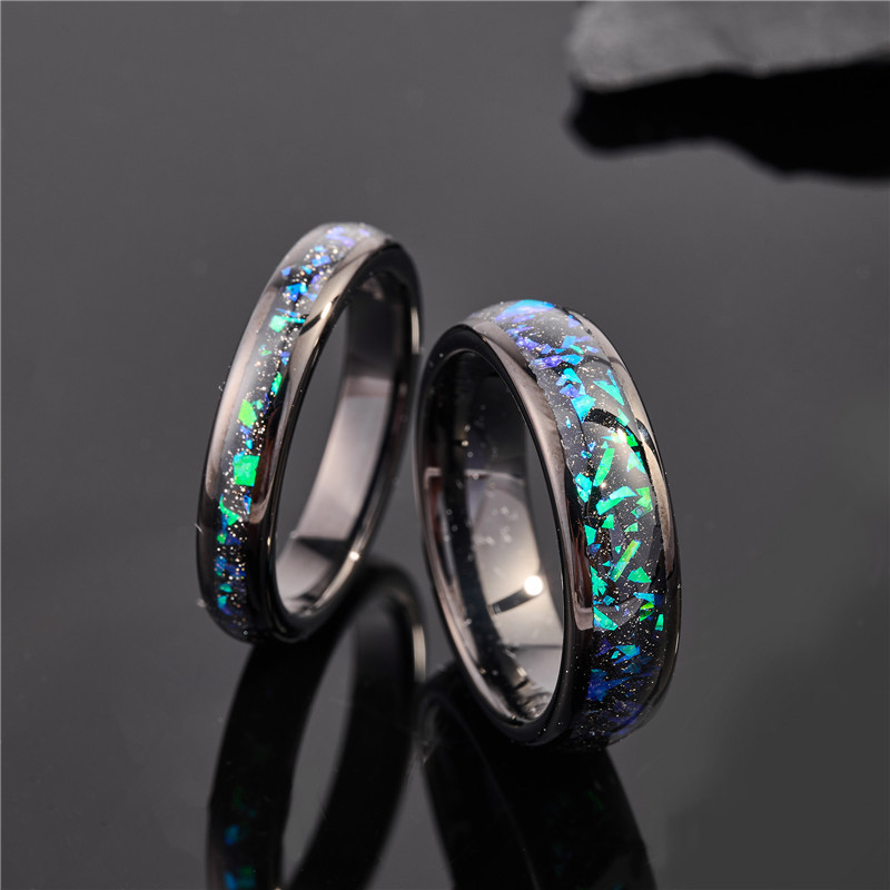 Oulan prsten od volframskog čelika, Galaxy serija, opalni uložak, mikro postavljanje, unisex