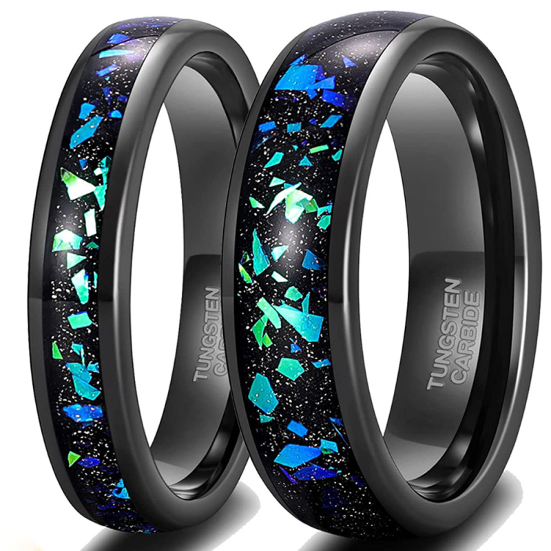 Oulan prsten od volframskog čelika, Galaxy serija, opalni uložak, mikro postavljanje, unisex
