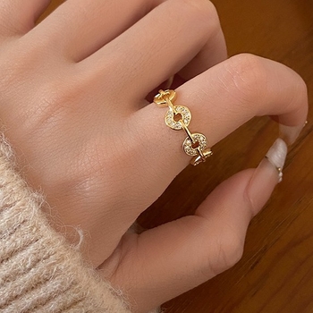 Nőknek szóló réz geometriai nyitott gyűrű, elektroplattal bevont, könnyű luxus stílusú, kéz ékszerei, 2025 ősz