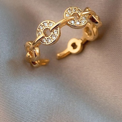 Nőknek szóló réz geometriai nyitott gyűrű, elektroplattal bevont, könnyű luxus stílusú, kéz ékszerei, 2025 ősz