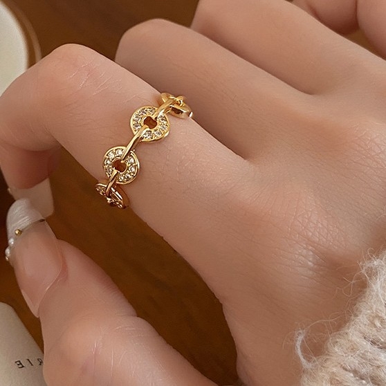 Nőknek szóló réz geometriai nyitott gyűrű, elektroplattal bevont, könnyű luxus stílusú, kéz ékszerei, 2025 ősz