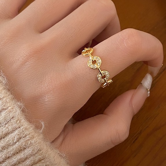 Nőknek szóló réz geometriai nyitott gyűrű, elektroplattal bevont, könnyű luxus stílusú, kéz ékszerei, 2025 ősz