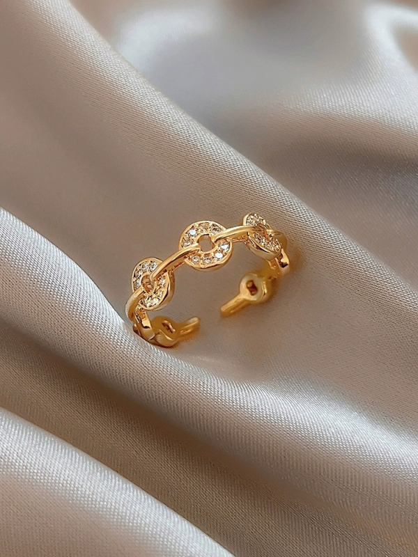 Nőknek szóló réz geometriai nyitott gyűrű, elektroplattal bevont, könnyű luxus stílusú, kéz ékszerei, 2025 ősz