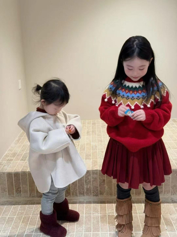 Dječji džemper - vintage Fair Isle pleteni uzorak, korejski stil, debeli pleteni, 60% akril, dugi rukavi
