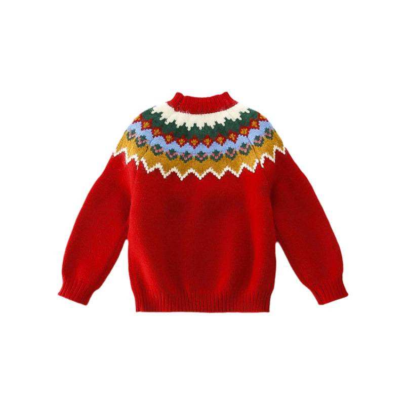 Lányok karácsonyi kötött pulóvere, koreai stílus, kapucnival, hosszú ujjú, 70% pamut