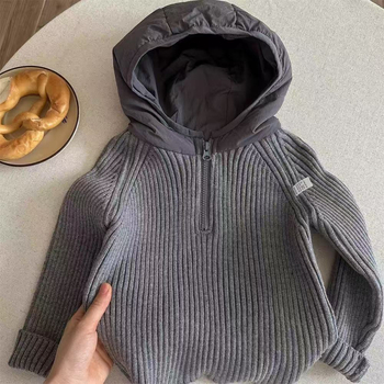 Dječji džemper s kapuljačom i patchworkom, korejskog stila, unisex, jesen-zima