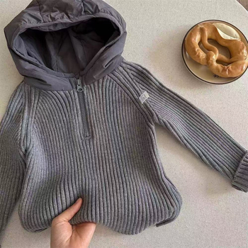 Dječji džemper s kapuljačom i patchworkom, korejskog stila, unisex, jesen-zima