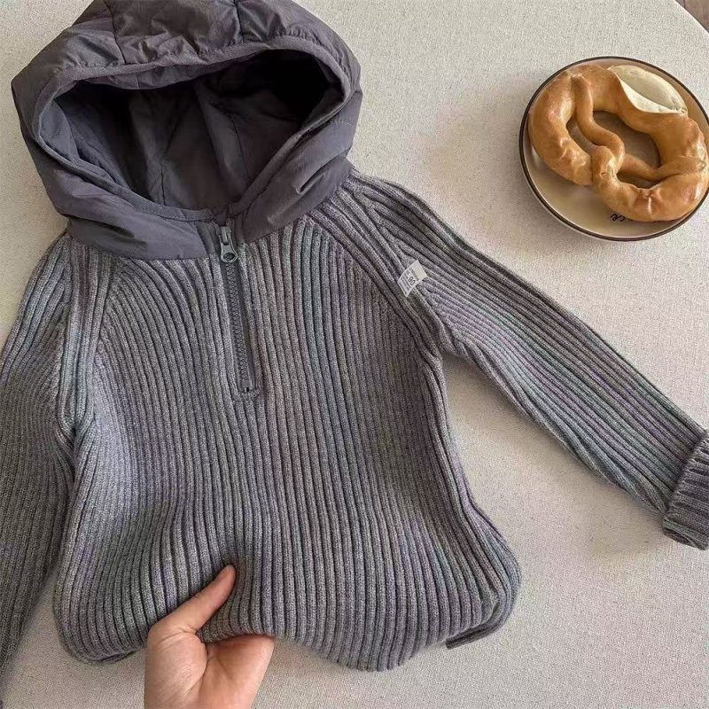 Dječji džemper s kapuljačom i patchworkom, korejskog stila, unisex, jesen-zima