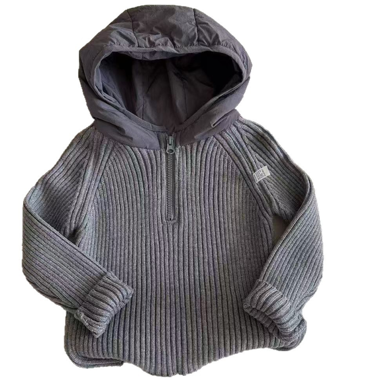 Dječji džemper s kapuljačom i patchworkom, korejskog stila, unisex, jesen-zima