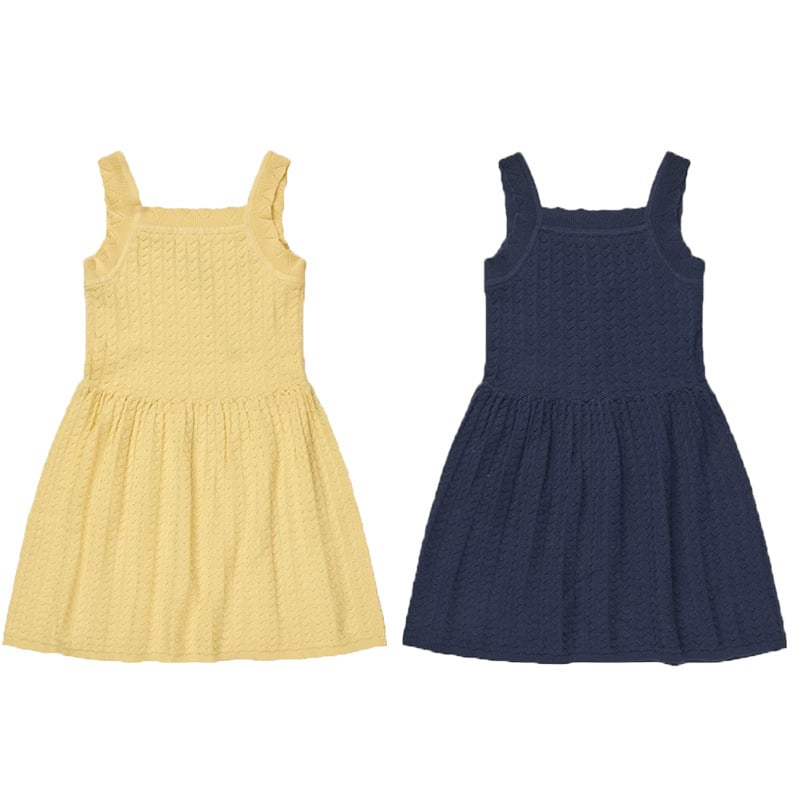 Rochie de vară pentru fetițe, fără mâneci, din jacquard tricotat din bumbac, cu plisată