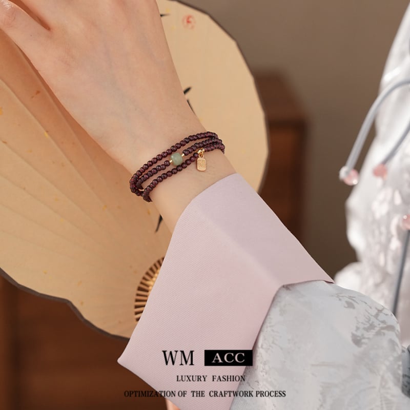 Réz gyöngyös geometriai karkötő nőknek, Új kínai stílus, Téli 2025